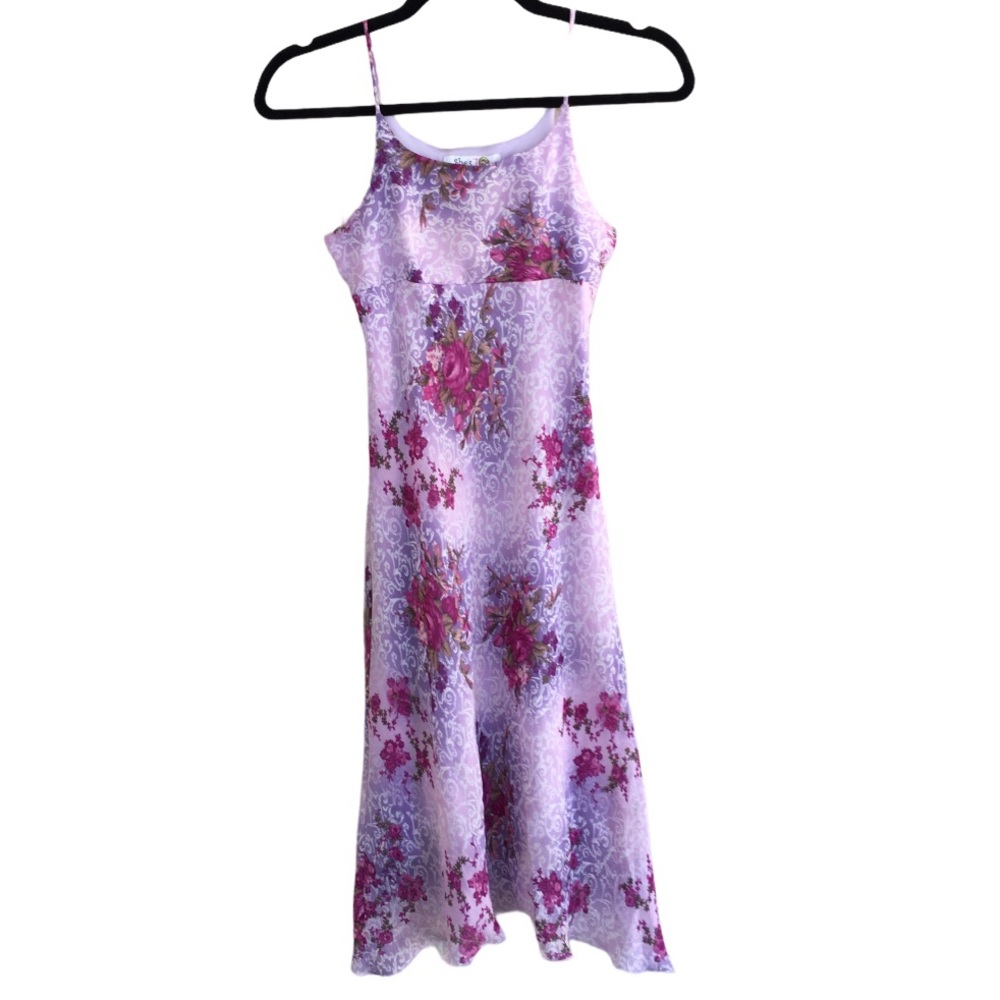 Purple & Pink Floral Chiffon Tween Dress
